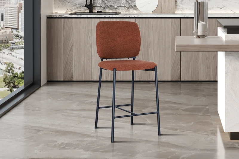 Chaise de comptoir Sophia Tissu Rouille