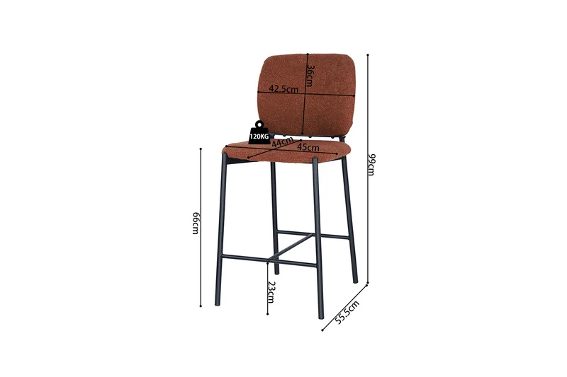 Chaise de comptoir Sophia Tissu Rouille