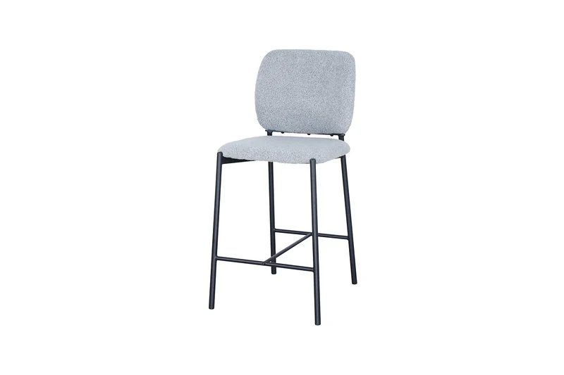 Chaise de comptoir Sophia Tissu Gris clair