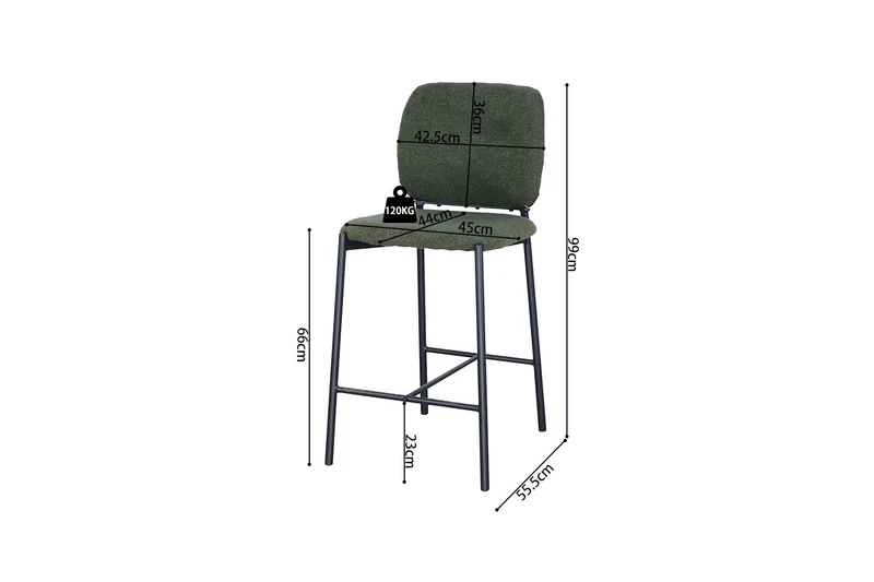 Chaise de comptoir Sophia Tissu Vert