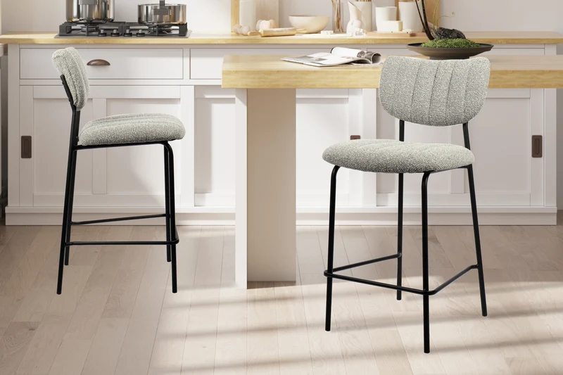 Chaise de comptoir Antura Tissu Gris clair