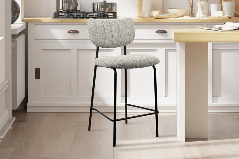 Chaise de comptoir Antura Tissu Gris clair