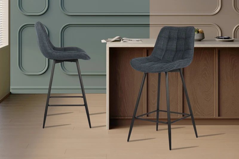 Chaise de comptoir Ariba Tissu Bleu foncé