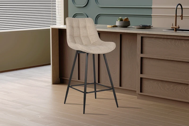 Chaise de comptoir Ariba Tissu Beige/Gris clair