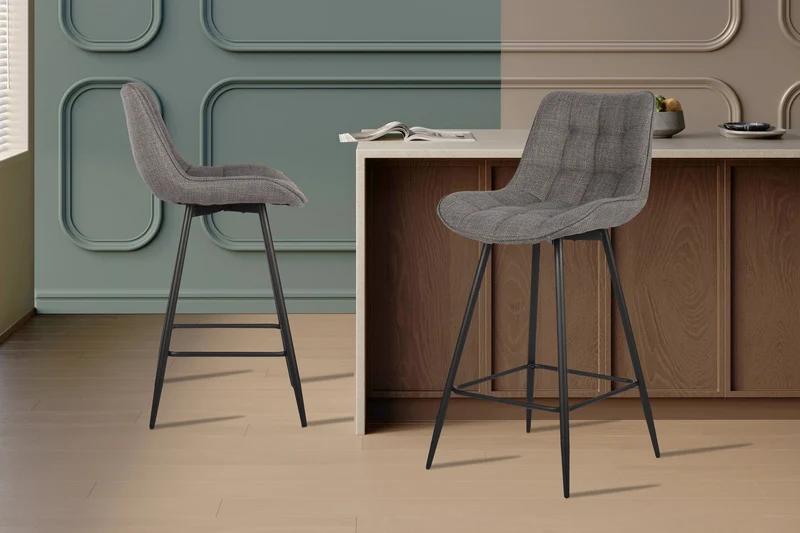 Chaise de comptoir Ariba Tissu Gris