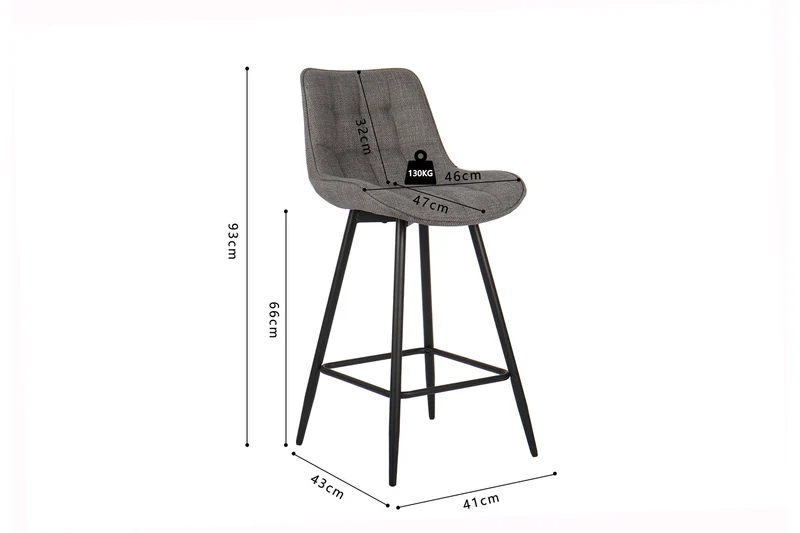 Chaise de comptoir Ariba Tissu Gris