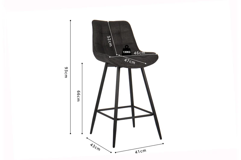 Chaise de comptoir Ariba Tissu Gris foncé