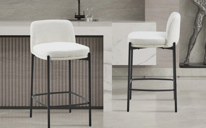 Chaise de comptoir Ella Blanc