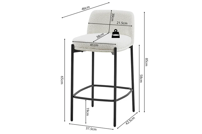 Chaise de comptoir Ella Blanc