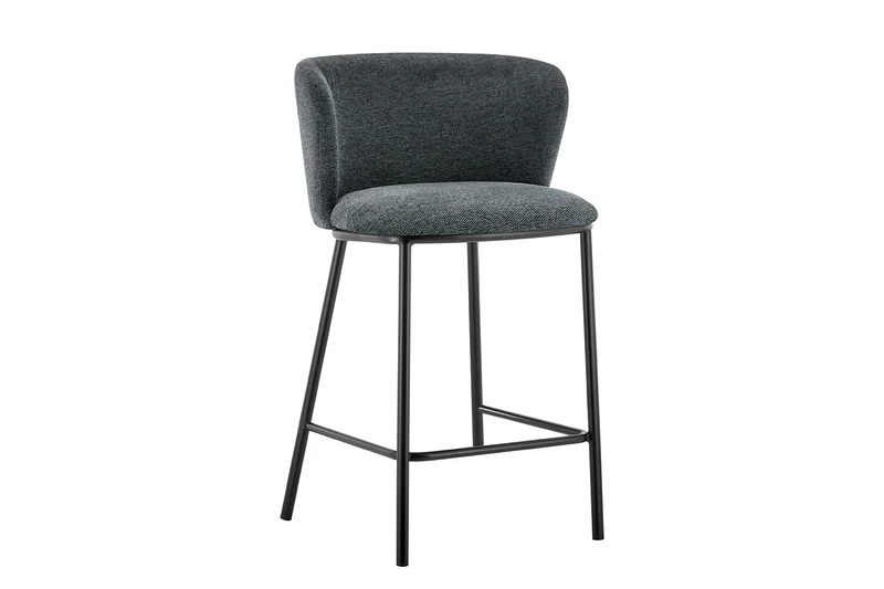 Chaise de comptoir Arthur Tissu Gris foncé
