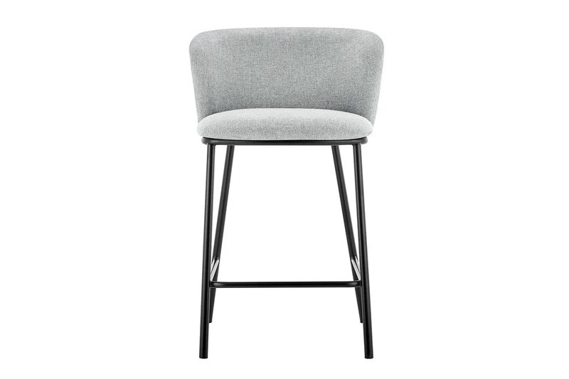 Chaise de comptoir Arthur Tissu Gris clair