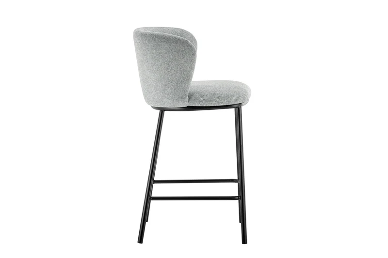 Chaise de comptoir Arthur Tissu Gris clair