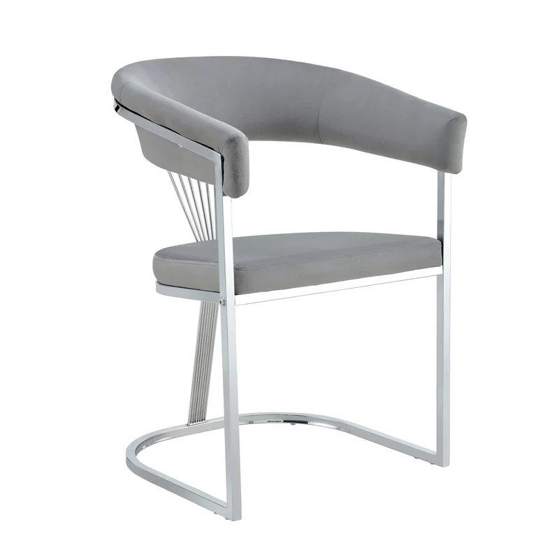 CHAISE AVEC ACCOUDOIR BRITTANY CHROME GRIS SILVER