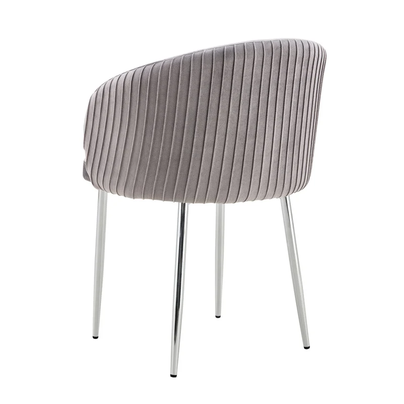 CHAISE AVEC ACCOUDOIR CARLITA GRIS PIED CHROME