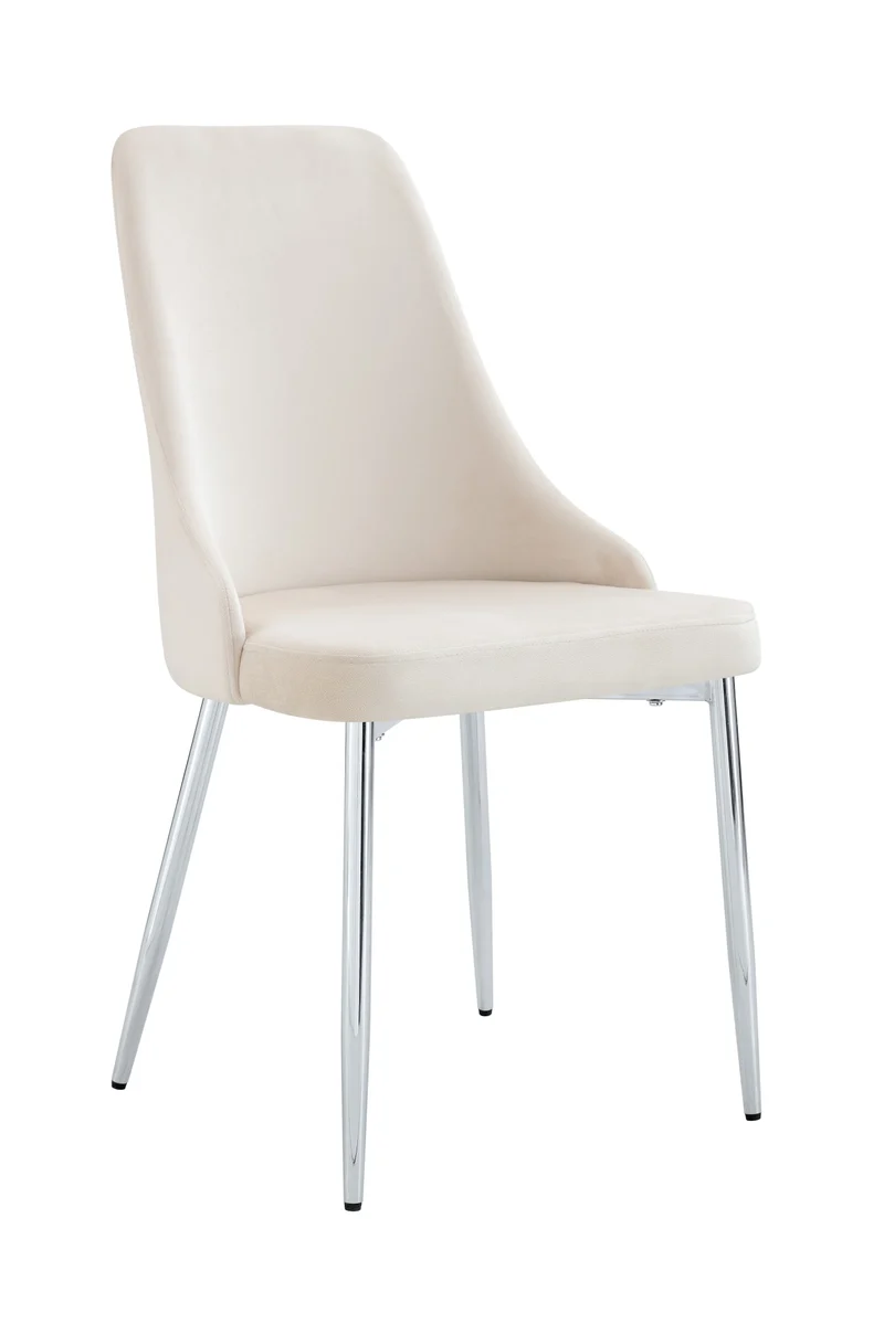 CHAISE BELIZE PIED CHROME VELOURS BEIGE