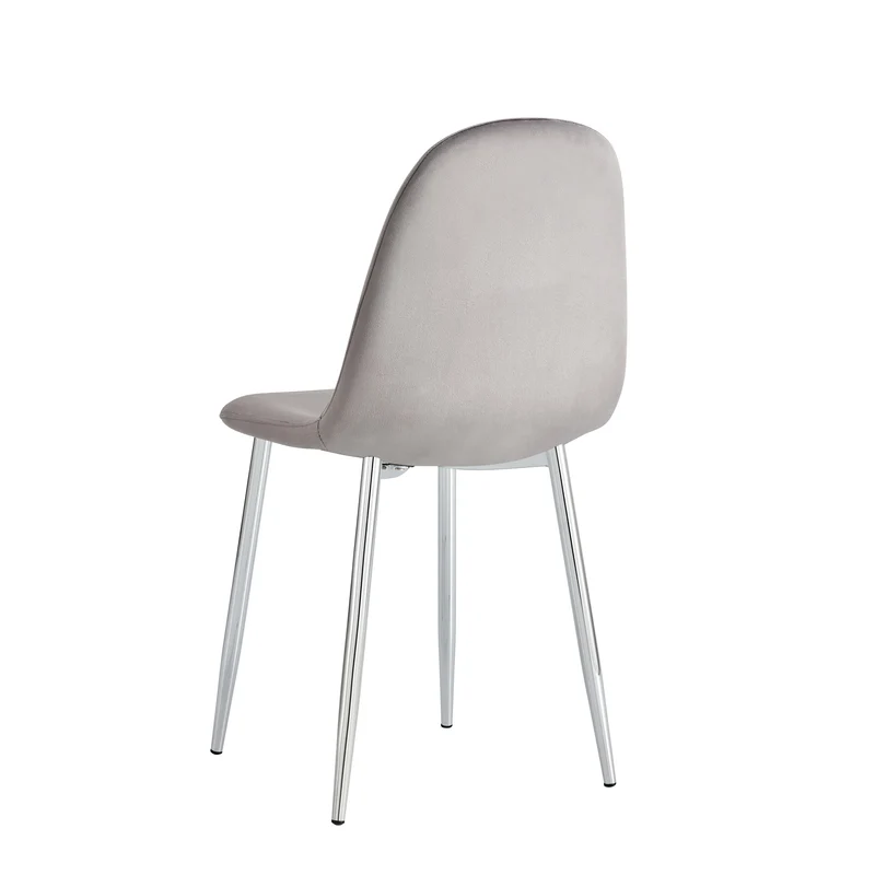 CHAISE SCANDINAVE VELOURS GRIS PIED CHROME