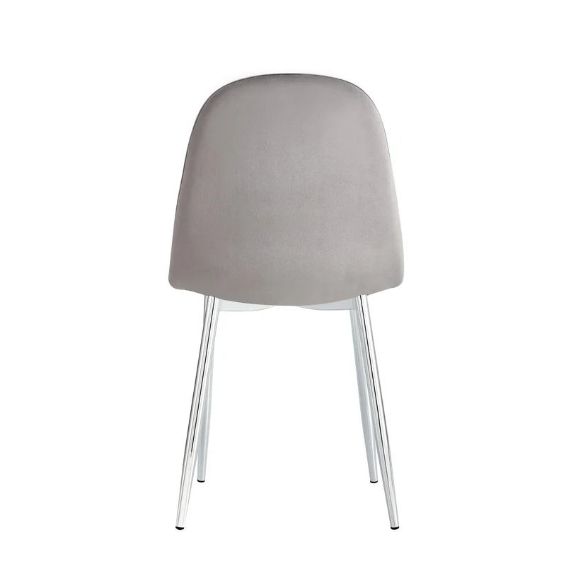 CHAISE SCANDINAVE VELOURS GRIS PIED CHROME
