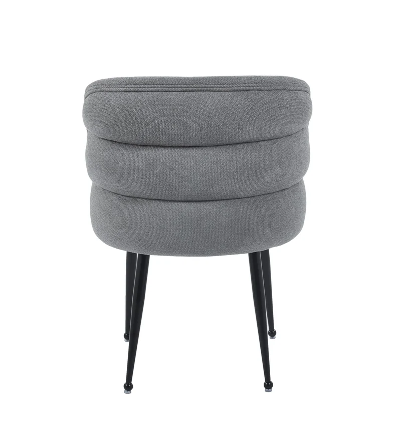 CHAISE SACHA PIEDS METAL NOIR ASSISE ANTHRACITE TISSU EFFET LIN