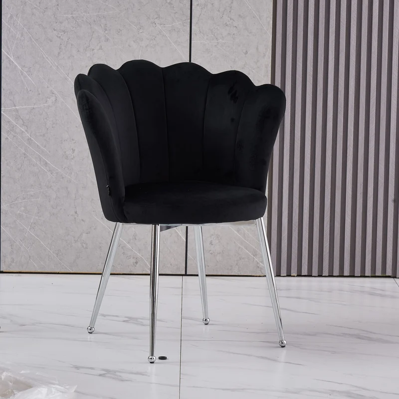 CHAISE NYMPHEA CHROME VELOURS NOIR