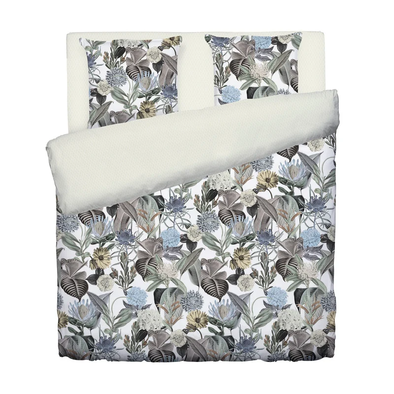 Housse de couette + taie(s) d'oreiller satin de coton - Garden taupe