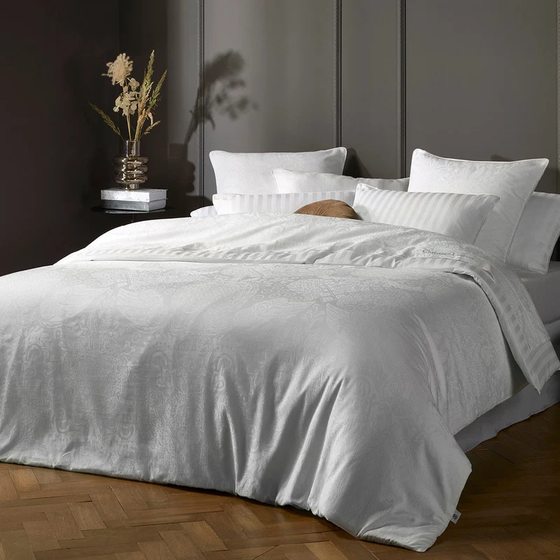 Taie(s) d'oreiler satin de coton - Jacquard Arles Blanc