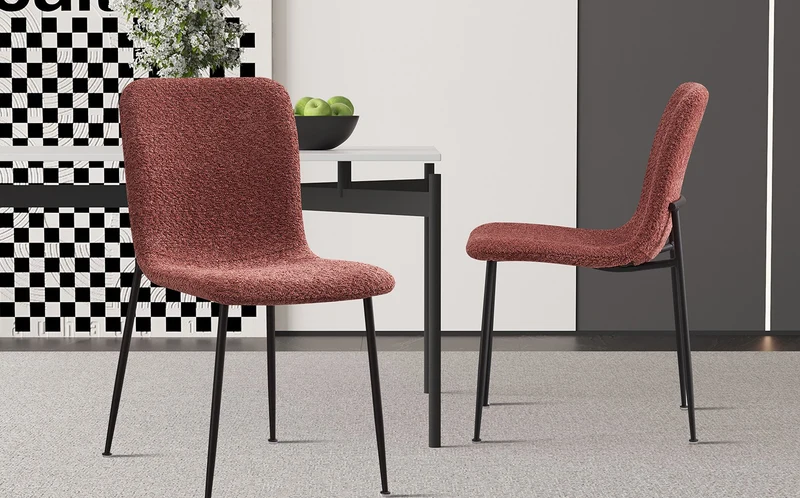 Lot de Chaises Alice laine bouclé Rose