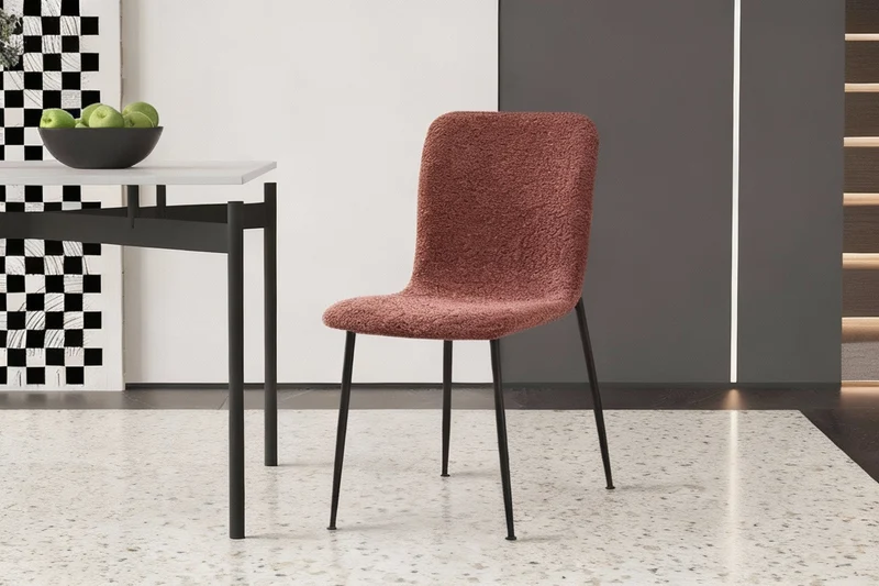 Lot de Chaises Alice laine bouclé Rose