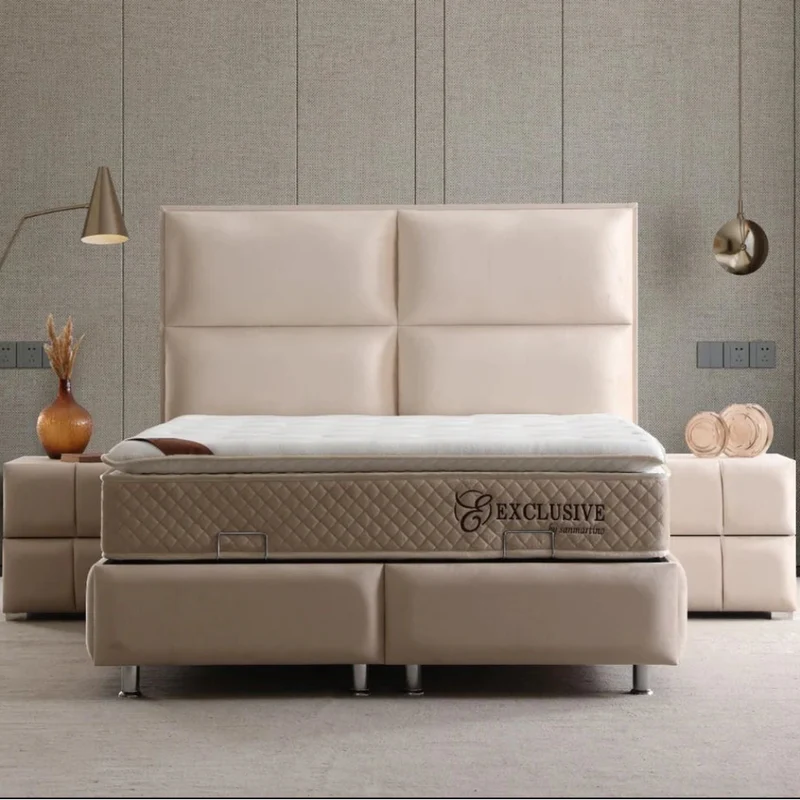 Lit coffre Sidney velours Beige