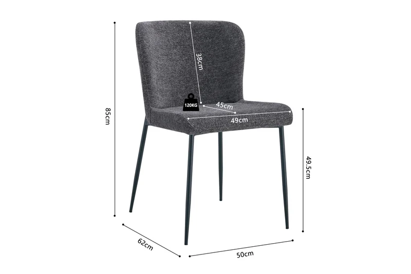 Lot de Chaises Lisa Tissu Marbella Gris foncé