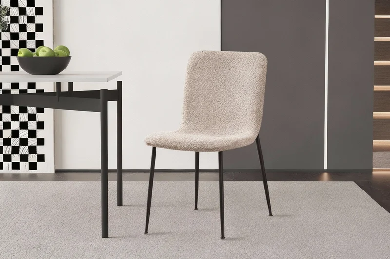 Lot de Chaises Alice laine bouclé beige