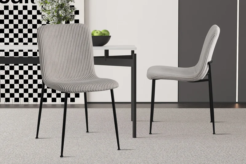 Lot de Chaises Alice velours côtelé gris clair