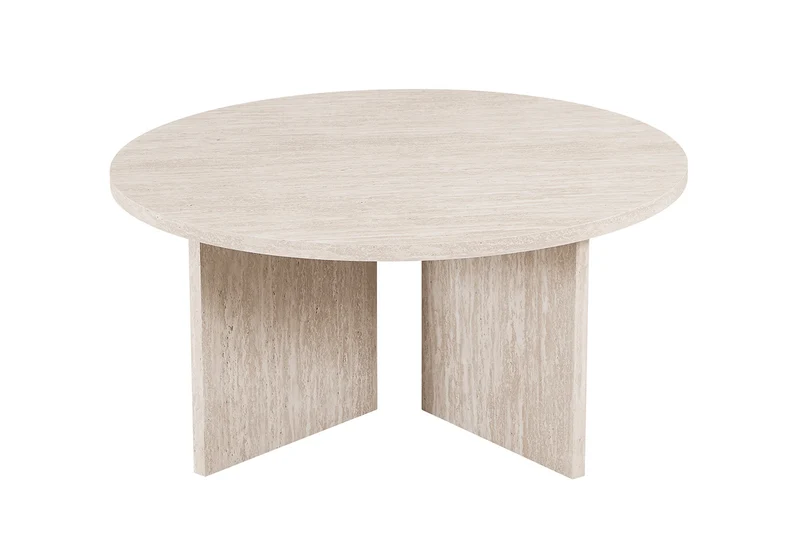 Table basse Drasir Ronde effet Travertin Beige