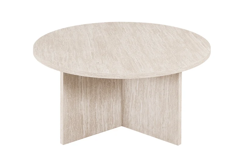 Table basse Drasir Ronde effet Travertin Beige