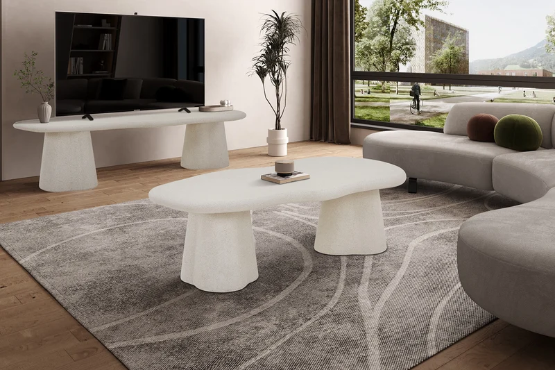 Table basse Faro effet Ciment 130cm Organique