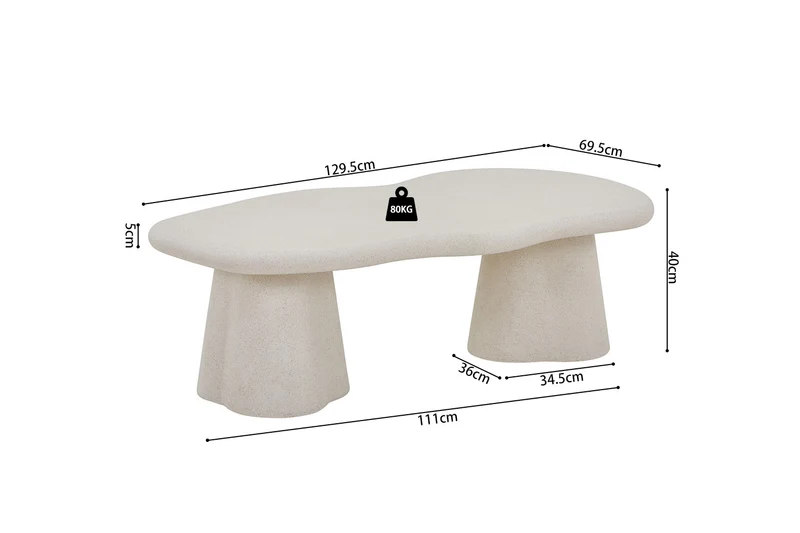 Table basse Faro effet Ciment 130cm Organique
