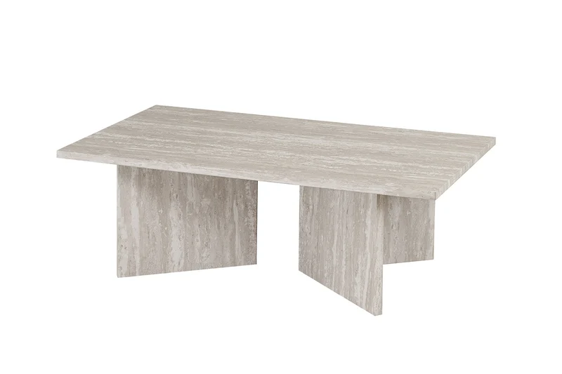 Table basse Litar effet travertin gris