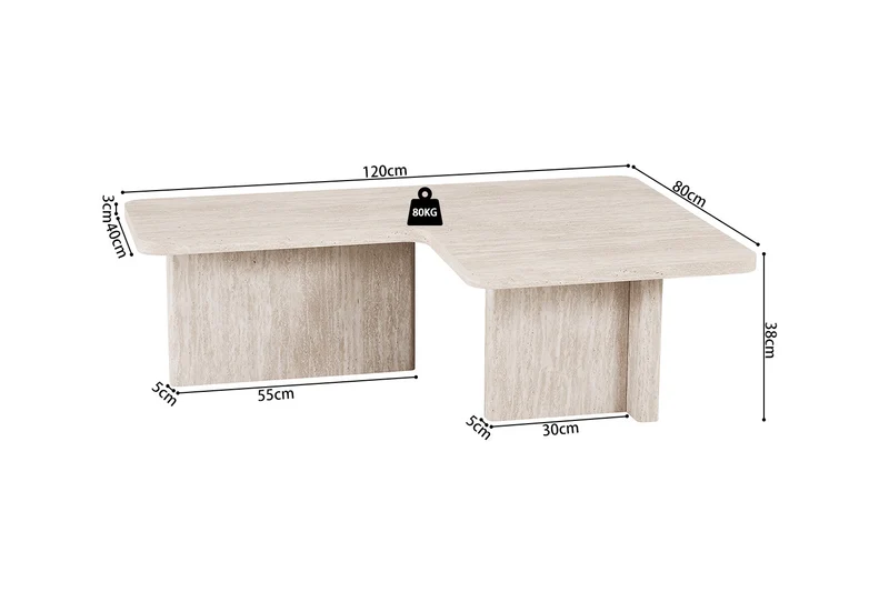 Table basse Arallo effet travertin