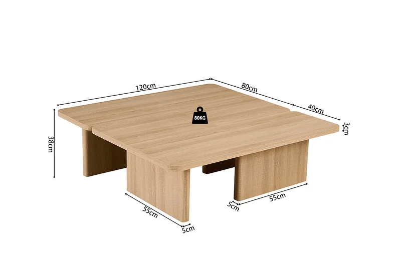 Table basse Arallo effet chêne naturel