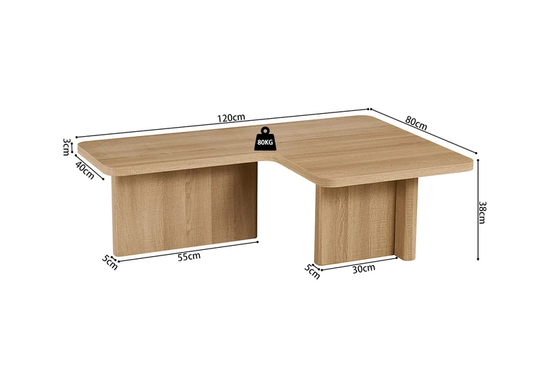 Table basse Arallo effet chêne naturel