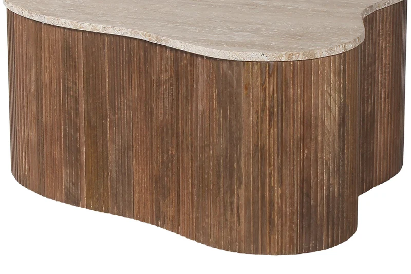 Table basse Paul travertin, bois de manguier