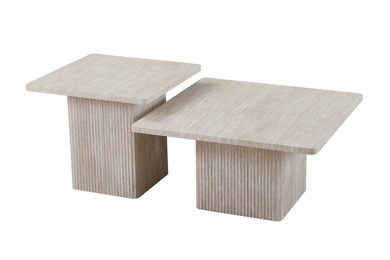 Set de 2 tables basses Bobby décor travertin