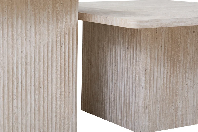 Set de 2 tables basses Bobby décor travertin