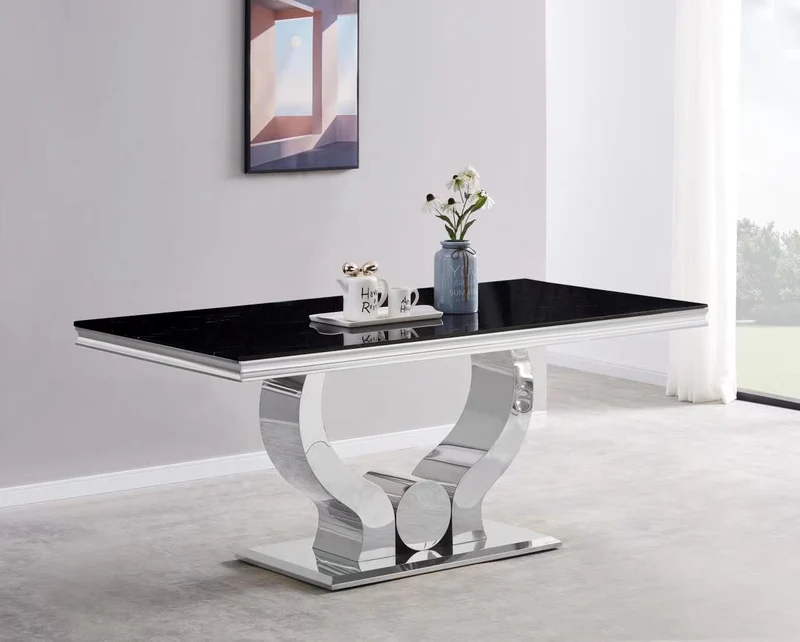 TABLE REPAS TROFY MARBRE NOIR 150x90x75 cm