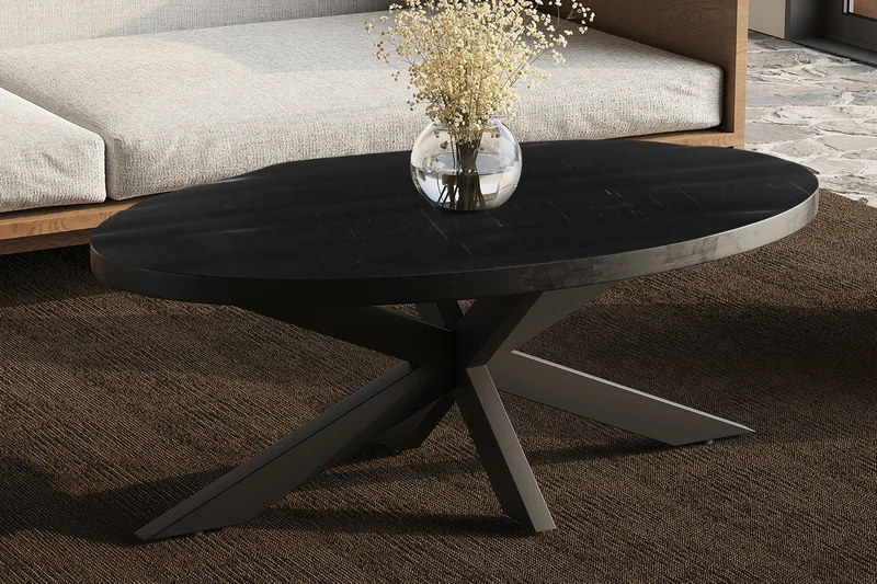 Table basse Madeira Ovale en bois de manguier Noir