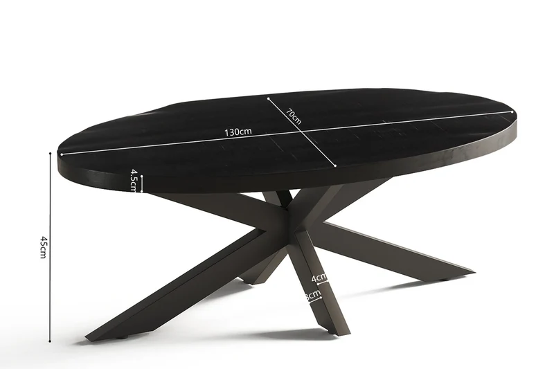 Table basse Madeira Ovale en bois de manguier Noir