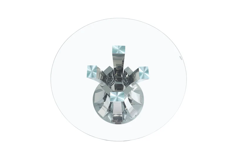 TABLE A MANGER RONDE JUDITH CHROME TRANSPARENT 120CM