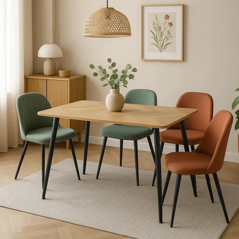 Table à manger style industriel en bois AMMO métal noir