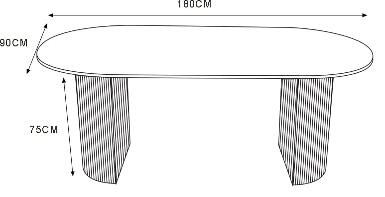 TABLE A MANGER ANNA PIED METAL EFFET NOYER PLATEAU CERAMIQUE BEIGE BRILLANT 180x90x75cm