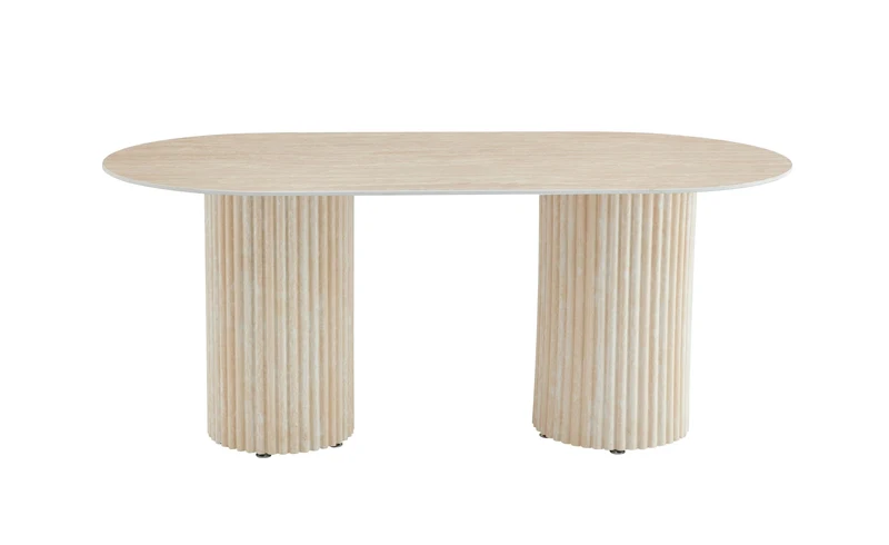 TABLE A MANGER KEYSHA TRAVERTIN CERAMIQUE TRAVERTIN 180x90cm (DT992)