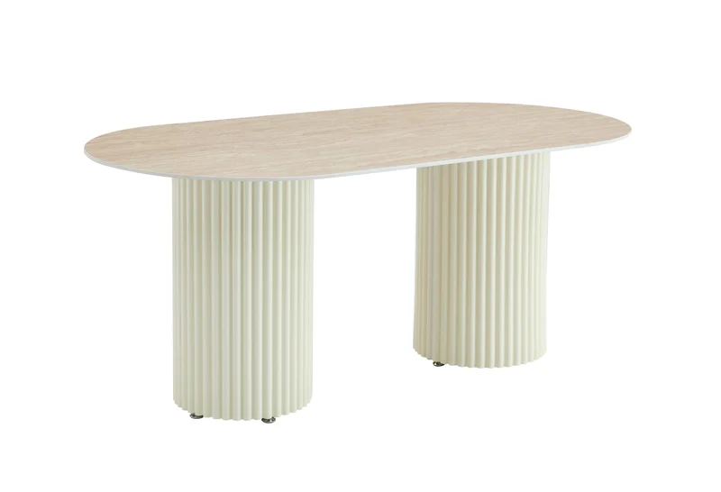 TABLE A MANGER KEYSHA BEIGE CERAMIQUE TRAVERTIN 180x90cm